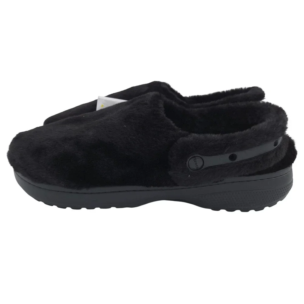 Crocs Classic Unfurgettable Clog Mens 12 Black Faux Fur Lined Slip On Shoes NEW